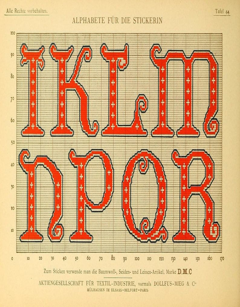 German Embroidery Pattern Ebook From 1900s With Alphabets and Other