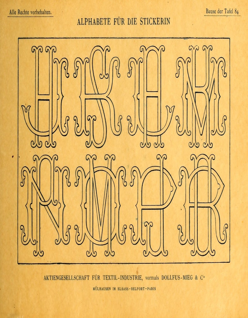 German Embroidery Pattern Ebook From 1900s With Alphabets and Other