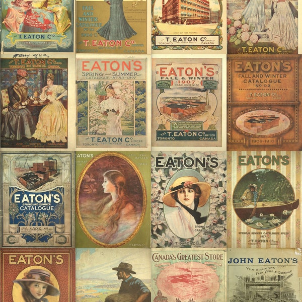 Eaton Vintage Fashion Kataloge. 20 Hefte. PDF hochauflösende Versionen. Kanadischer Bekleidungs-Katalog 1900 mit Illustrationen.