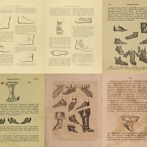 May include: A collection of historical illustrations depicting various styles of footwear from different eras. The images showcase different types of shoes, boots, and sandals, including those worn by royalty and commoners. The illustrations provide a glimpse into the evolution of footwear design and fashion throughout history.