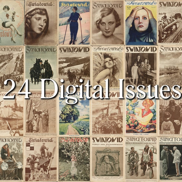 Światowid Vintage 1930s Polish Magazines, 24 digital issues, 440+ pages, Issues 1-24, pdfs. Polish cultural & literary heritage