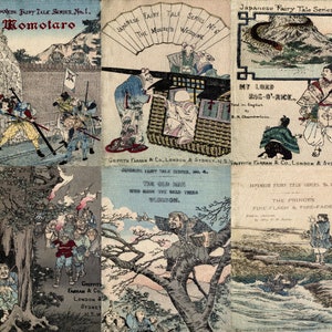 16 Vintage Beautifully Illustrated Japanese Fairy Tale Ebooks, 1885 - 1887, 19th Century Japanese children&#39;s stories, English Language, PDFs