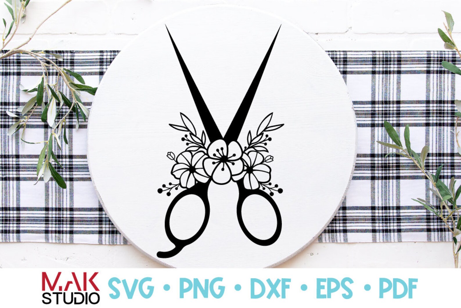 Floral scissors svg Floral scissors dxf Floral scissors png Etsy
