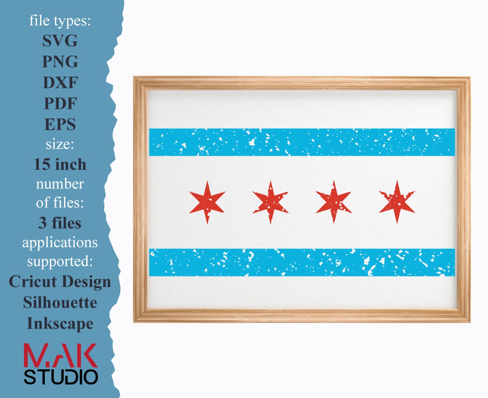 Chicago bandera svg Chicago bandera dxf Chicago bandera eps Etsy