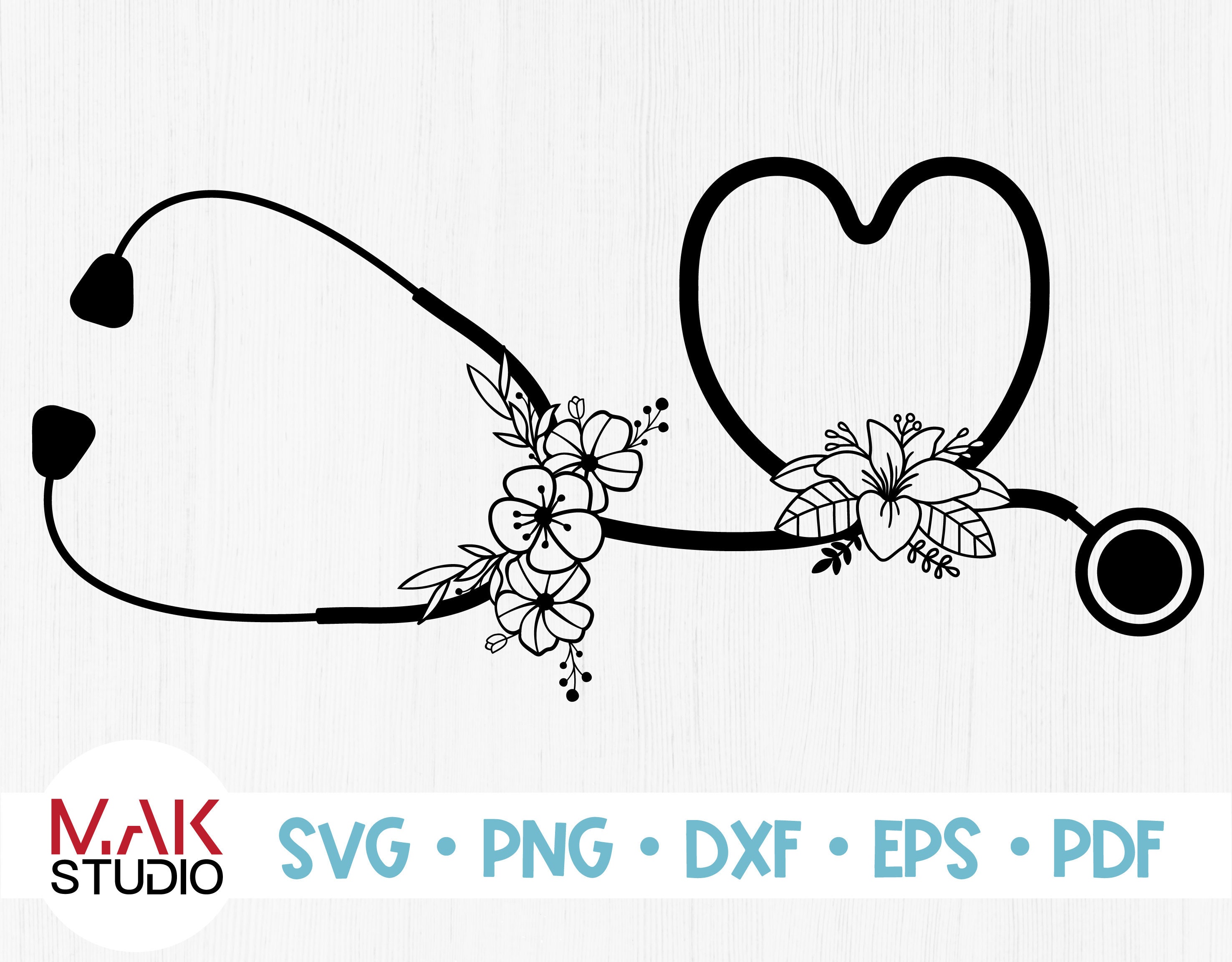 Download Floral Stethoscope Svg Floral Stethoscope Dxf Floral Etsy