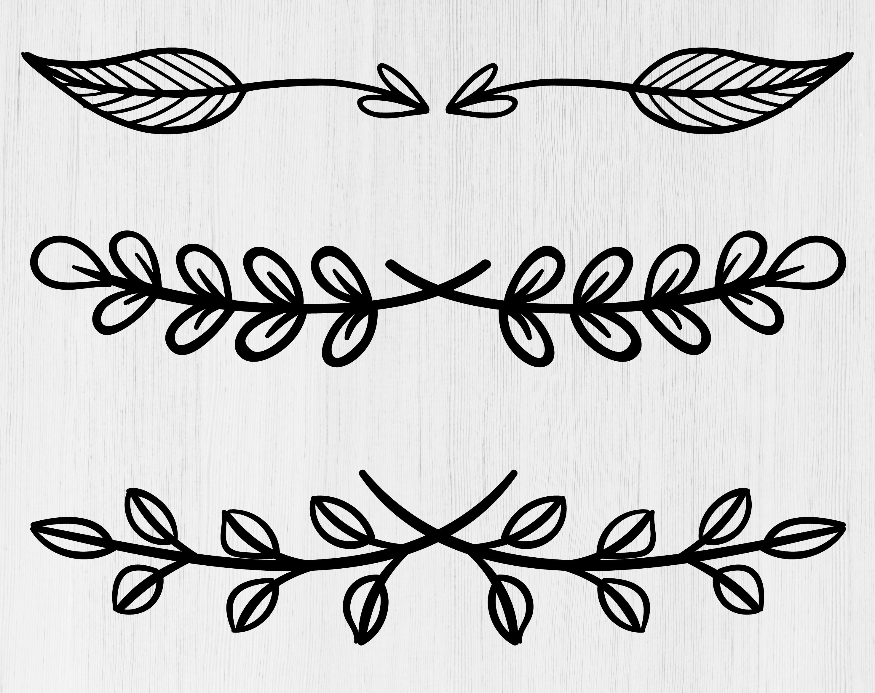 Leaf dividers svg Leaves divider png Decorative dividers cutfiles Border sv...