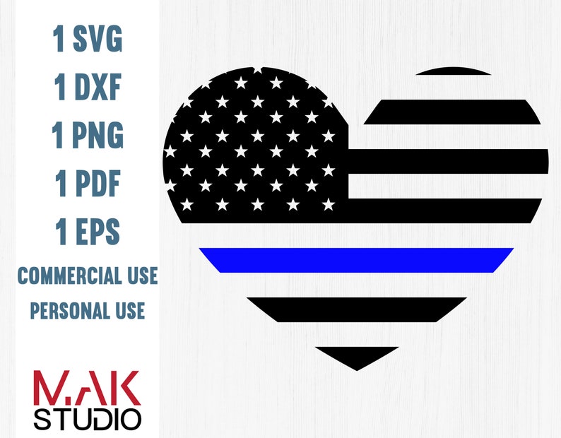 Download Thin blue line flag heart svg Thin blue line heart dxf ...