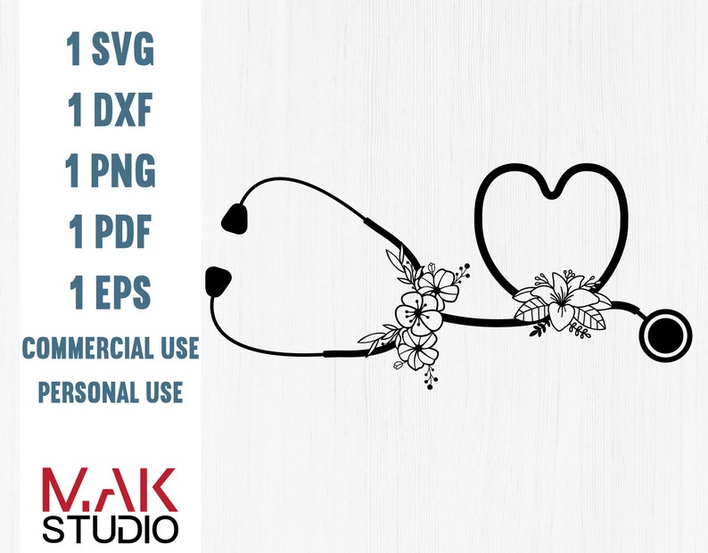 Download Floral stethoscope svg Floral stethoscope dxf Floral | Etsy