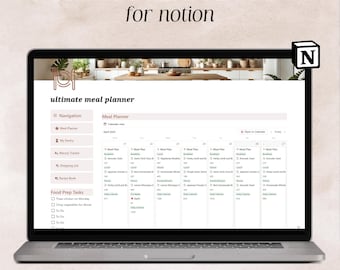 Notion Meal Planner Template, Digital Weekly Meal Planner, Recipe Book, Grocery List, Pantry Inventory & Macros Tracker