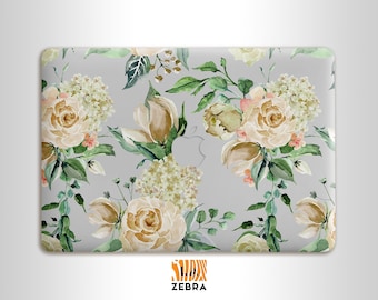 White Roses and Lilac flowers MacBook transparent vinyl skin cover