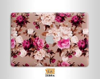 Peony flowers print vinyl sticker for MacBook