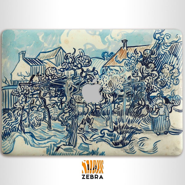 Vincent Van Gogh Vineyard with Peasant Woman vinyl decal skin Fine Art print for premium 3M vinyl skin covers for MacBooks of all models