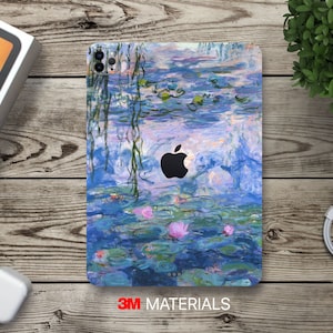 Water Lilies Claude Monet art print iPad vinyl decal skin wrap for all iPad models Kindle Galaxy Tab decal protection