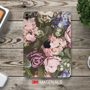 Floral design iPad vinyl decal skin protection Flowers Kindle book decal Samsung Galaxy tablet protective cover