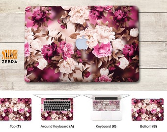 Pastel flowers design for peony mac skin spring print Decal Mother's day Gift MacBook decal floral print