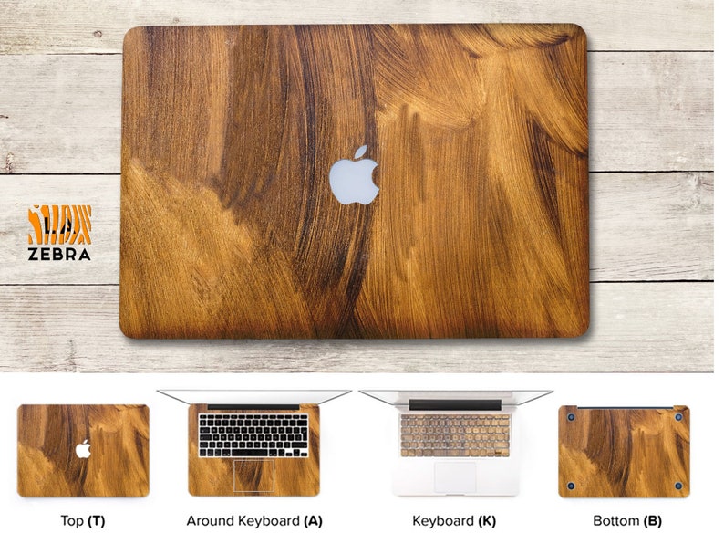 Wood MacBook sticker set image 4
