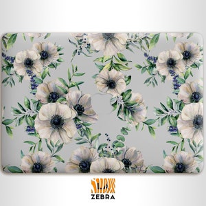 White flowers design MacBook clear premium 3M vinyl skin cover Nature Laptop Cover