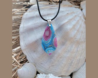Faux Geode Pendant with Gold Flecks,Geode Polymer Clay Necklace,Colorful Geode,Boho Chic Handmade Pendant
