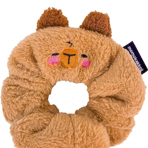 Theo The Capybara Handmade Scrunchie Fluffy Hair Tie Unisex Whimsical Accessory Animal Plush Fuzzy Cottagecore by Momokakkoii