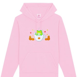 Organic Cotton Pumpkin Spice Albert Embroidered Hoodie Autumn Fall Winter Frog Froggy Phrog Unisex by Momokakkoii