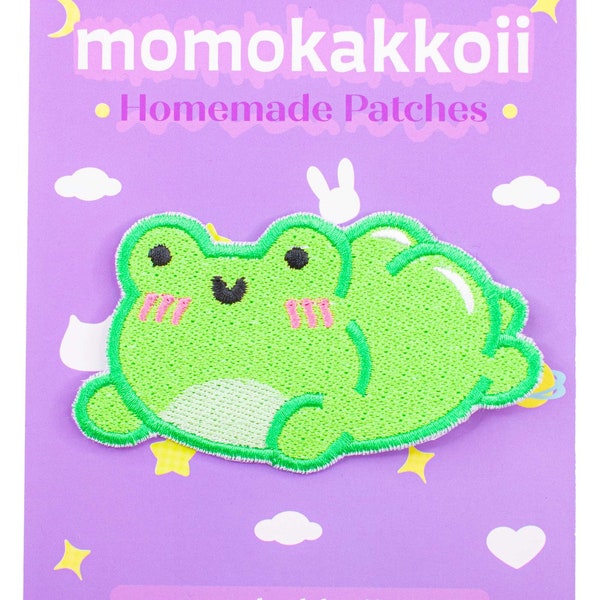 Funny Thicc Albert The Frog Embroidered Patch Frog Phrog Froggie Froggy Cottagecore Iron On Sew On by Momokakkoii