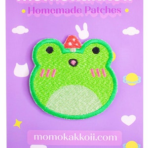 Adorable Froggy Mushroom Embroidered Patch Sew On Iron On Cottagecore Soft Aesthetic Froggie Phrog by Momokakkoii