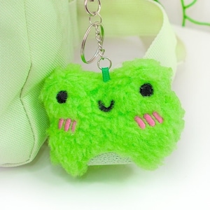 Adorable Frog Handmade Keychain Plush Plushie Froggie Phrog Cottagecore Kawaii Aesthetic 3&quot; Fluffy Keyring by Momokakkoii