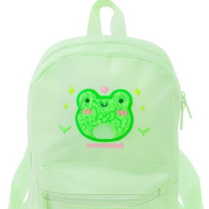 Mini Backpack Albert The Frog Fluffy Phrog Froggy Froggie Small Bag Adorable Pastel Green by Momokakkoii