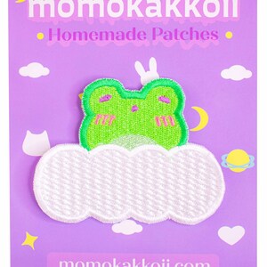 Sleepy frog Embroidered Patch Cute Adorable Sew On Iron On Cottagecore Soft Aesthetic Alternative Fashion Froggy Phrog by Momokakkoii