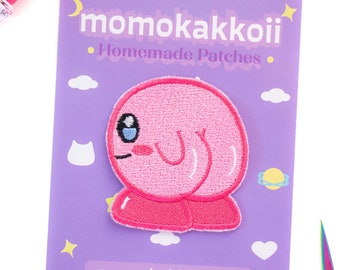 Funny Kirby Kawaii Patch Pastel Embroidered Iron On Sew On Patch by Momokakkoii