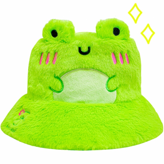 Fluffy Bucket Hat Albert the Frog Adorable Kawaii Alternative