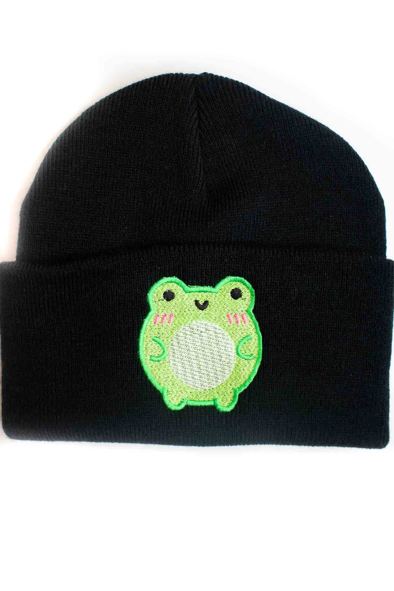 Download Pastel Cute Frog Embroidered Beanie Kawaii Aesthetic Funny ...