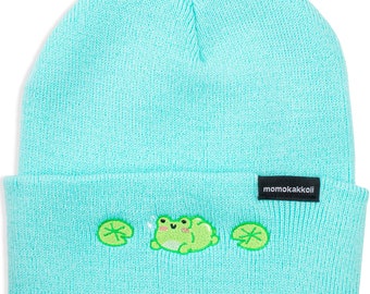 Divertido Thicc Albert The Frog Gorro bordado Adorable Phrog Froggy Froggie Cottagecore Sombrero de invierno Moda alternativa de Momokakkoii