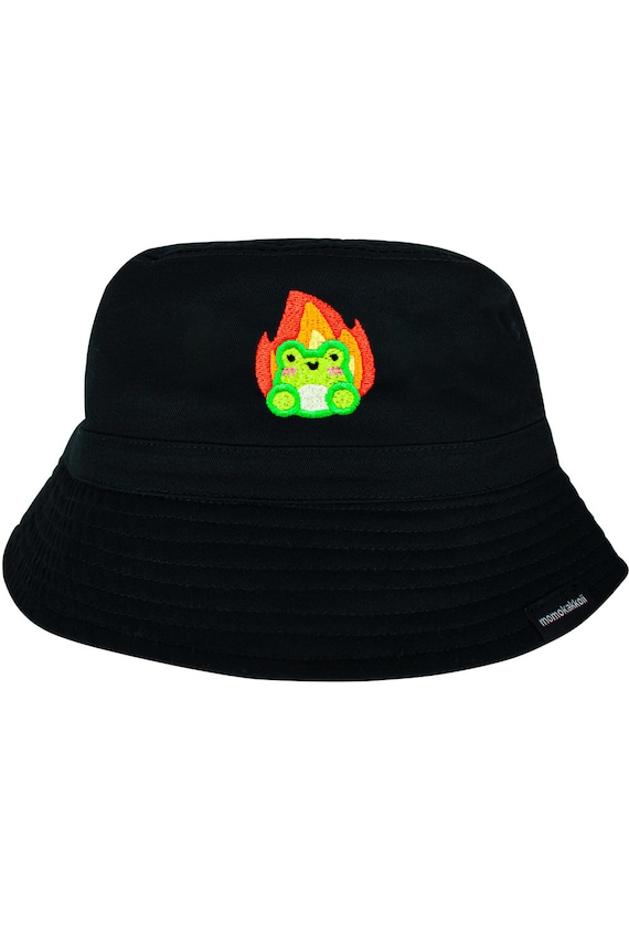 Albert in Flames Frog Embroidered Bucket Hat Funny Phrog Froggy