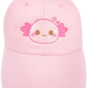 Cute Xoxi The Axolotl Pink Embroidered Cap Adorable Hat Pastel Soft Aesthetic Cottagecore Alternative Fashion Axolotls Unisex by Momokakkoii