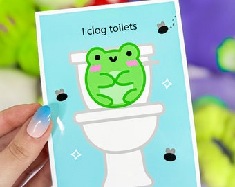 I Clog Toilets Albert The Frog Art Print 4"x6" Adorable Funny Frog Memes Wall Art Postcard Aesthetic  Cottagecore Cartoon by Momokakkoii