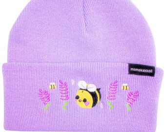 Buy Lavender Bibi the Bee Embroidered Beanie Adorable Cute  display picture 3