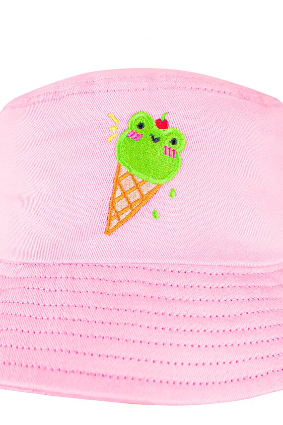 Ice Cream Albert the Frog Embroidered Bucket Hat Cottagecore