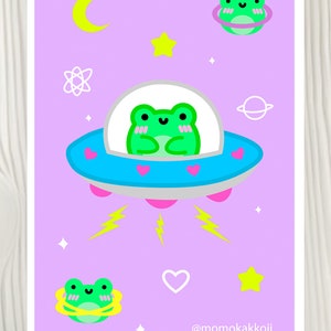 Space Albert Art Print 4"x6" Adorable Frog Wall Art Postcard Kawaii Pastel Aesthetic Cute Cottagecore Aesthetic Cartoon by Momokakkoii