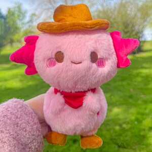 Xoxi The Axolotl Cowboy Plushie 7" Stuffed Animal Wild West Adorable Kawaii Plush Toy by Momokakkoii