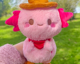 Xoxi The Axolotl Cowboy Plushie 7" Animal de peluche Salvaje Oeste Adorable Kawaii Peluche de Momokakkoii