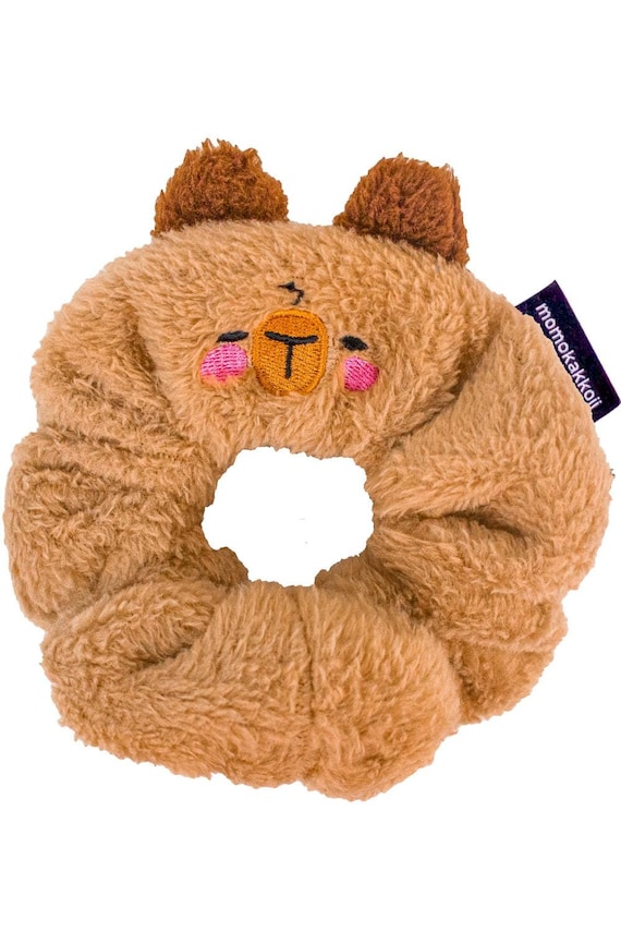 Theo The Capybara Handmade Scrunchie Fluffy Hair Tie Unisex Whimsical Accessory Animal Plush Fuzzy Cottagecore by Momokakkoii