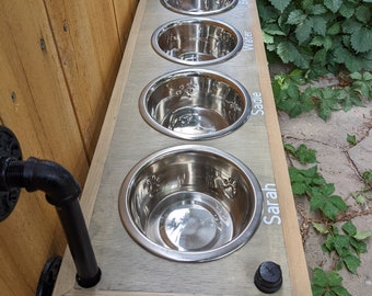 4 Bowl Dog Feeder, Personalized Raised Dog Feeder, 4 Bowl Dog Feeder, Elevated Dog Feeder, Rustic Dog Feeder, Large Elevated Dog Feeder