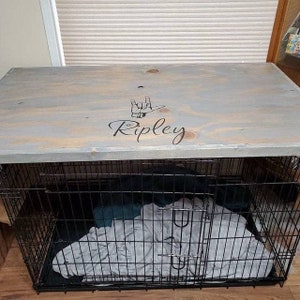 Dog crate topper, dog kennel wood table top, dog crate table, wire crate cover, Dog crate cover, Crate topper, dog kennel cover Farmhouse