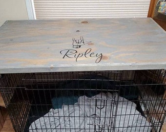 Dog crate topper, dog kennel wood table top, dog crate table, wire crate cover, Dog crate cover, Crate topper, dog kennel cover Farmhouse