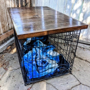 Dog kennel wood table top, Dog crate topper, dog crate table, wire crate cover, Dog crate cover, Crate topper, dog kennel cover Farmhouse