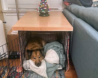 Dog crate topper, dog kennel wood table top, dog crate table, wire crate cover, Dog crate cover, Crate topper, dog kennel cover Farmhouse