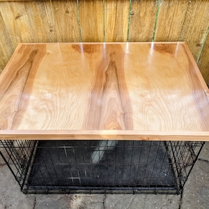 Labio de seguridad incluido, cubierta de jaula para perros, muebles para mascotas, mesa de madera para perrera, cubierta de jaula