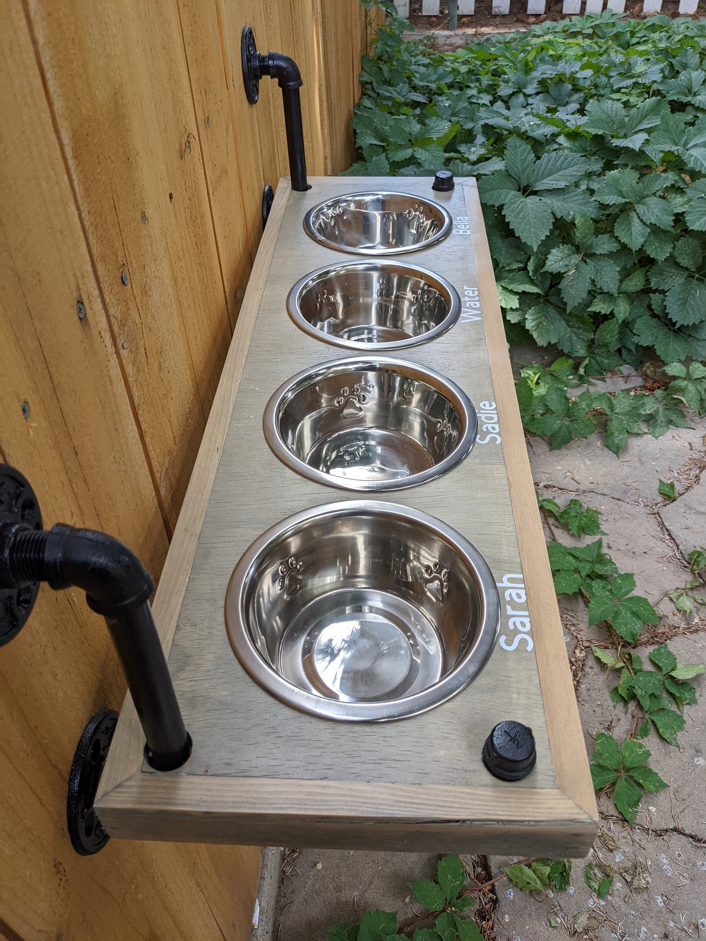 4 Bowl Dog Feeder, Personalized Raised Dog Feeder, 4 Bowl Dog Feeder, Elevated Dog Feeder, Rustic Dog Feeder, Large Elevated Dog Feeder