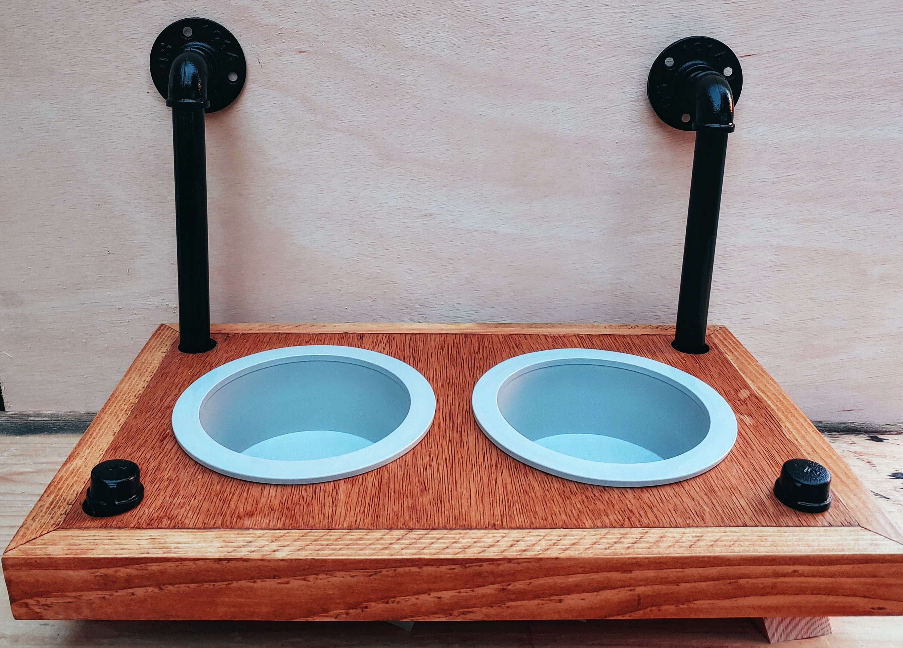 Wood Floating Raised Dog Feeder wall mounted dog dish holder Etsy